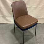 Open Box: Jack Metal Frame Two-Tone Dining Chair - Performance Velvet Ink Blue &amp; Vegan Leather Molasses, Dark Bronze