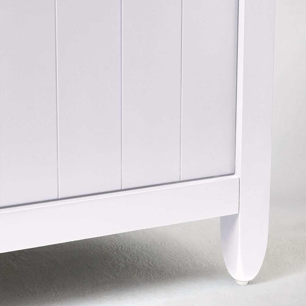 Close-up of leg and base of vanity