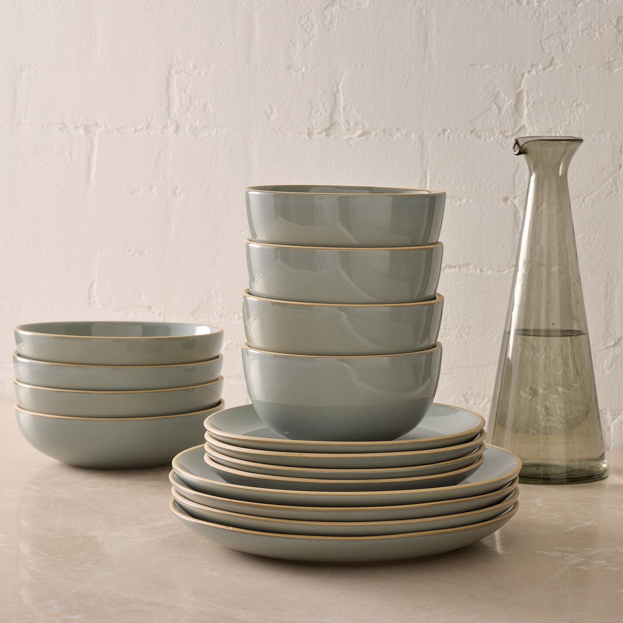 Mill Stoneware Dinnerware (Set of 16) - Blue, Set of 16