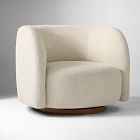 Open Box: Laurent Swivel Chair - Yarn Dyed Boucle Alabaster, Cool Walnut