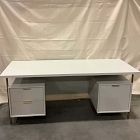 Open Box: Quinn Executive Desk (74") - Haze, Antique Brass