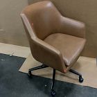 Open Box: Helvetica Leather Swivel Office Chair - Saddle Leather Nut, Dark Bronze