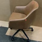 Open Box: Helvetica Leather Swivel Office Chair - Saddle Leather Nut, Dark Bronze