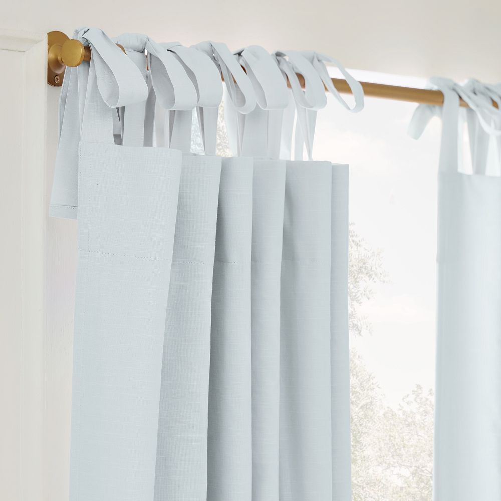 Cotton Tie-Top Blackout Curtain - Pale Blue, 48x96