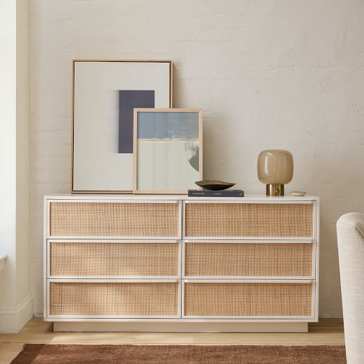 Callahan Solid Wood Rattan 6-Drawer Dresser | West Elm