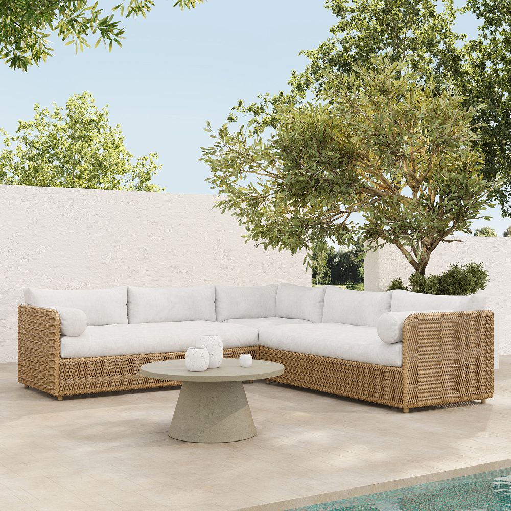 Coastal Wicker Outdoor 3-Piece L-Shaped Sectional (99") by West Elm