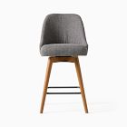 Mid-Century Upholstered Swivel Counter Stool - Wood Legs