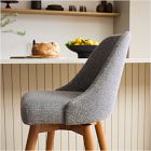 Mid-Century Upholstered Swivel Counter Stool - Wood Legs