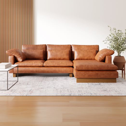 Harmony Leather 2-Piece Chaise Sectional (117") by West Elm