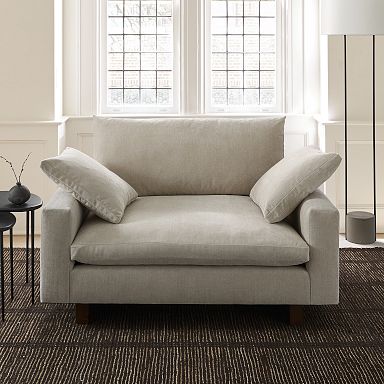 Half Oversize Couch And Loveseat Loveseat Chair And A Half Ottoman Set Roundhill Furniture Solenne 4-Piece  Living Room Set, Oversized