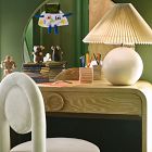 Metal Sphere Table Lamp &amp; Pleated Shade (18")