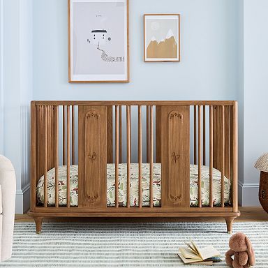 brown crib with white dresser Sorelle Farmhouse Room in a Box Weathered White