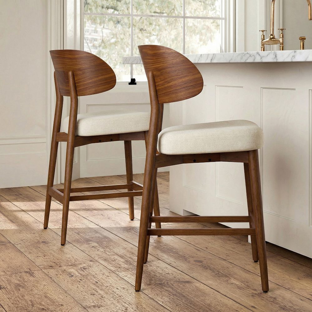 Hyde Plywood Back Bar & Counter Stools by West Elm