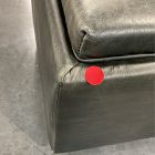 Open Box: Bowman Leather Tray Top Single Storage Ottoman (37.25") -Ludlow Leather Black, Cool Walnut