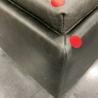 Open Box: Bowman Leather Tray Top Single Storage Ottoman (37.25") -Ludlow Leather Black, Cool Walnut