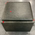 Open Box: Bowman Leather Tray Top Single Storage Ottoman (37.25") -Ludlow Leather Black, Cool Walnut