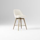Open Box: Mid-Century Swivel Counter Stool (26.6") - Performance Yarn Dyed Linen Weave Alabaster, Blackened Brass