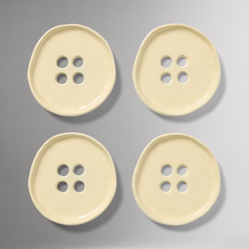 Emma Chamberlain Enamel Button Coaster Sets - Metal, Set of 4