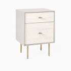 Open Box: Modernist Wood &amp; Lacquer Nightstand (19") - Winter Wood/Flax, Antique Brass