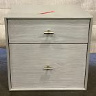 Open Box: Modernist Wood &amp; Lacquer Nightstand (19") - Winter Wood/Flax, Antique Brass