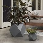 Faceted Modern Fiberstone Indoor/Outdoor Planters