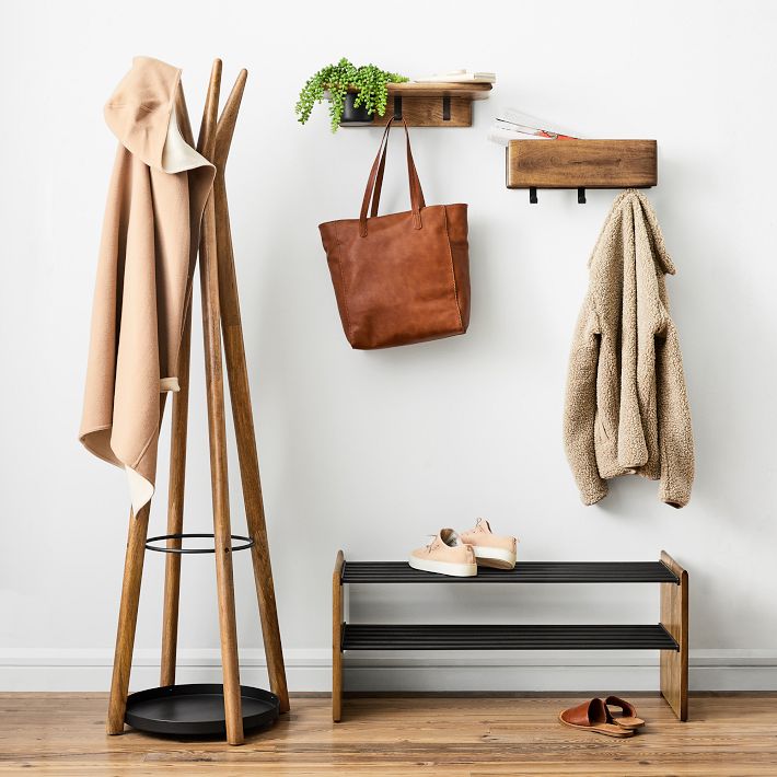 Anton Solid Wood Shoe Rack - Burnt Wax | West Elm