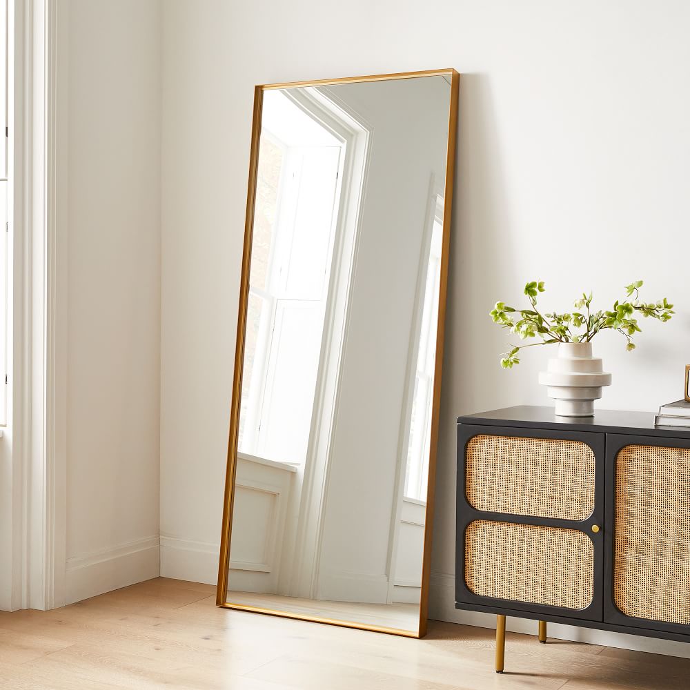 Deep Frame Thin Metal Floor Mirror by West Elm