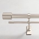 Oversized Adjustable Double Curtain Rod w/ Cylinder Finials - Brushed Nickel