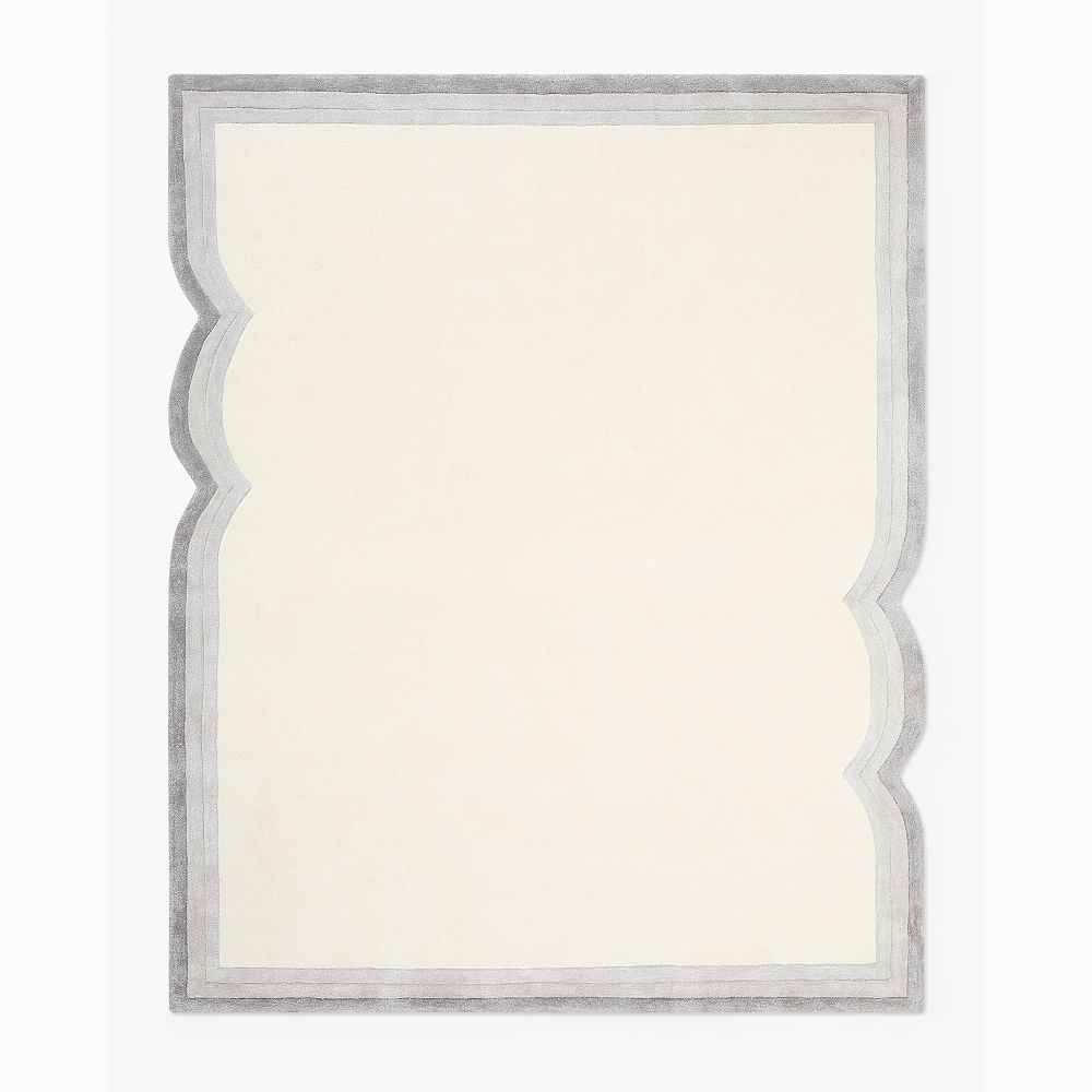 Curves Scalloped Rug, Wool-Blend Gray | West Elm
