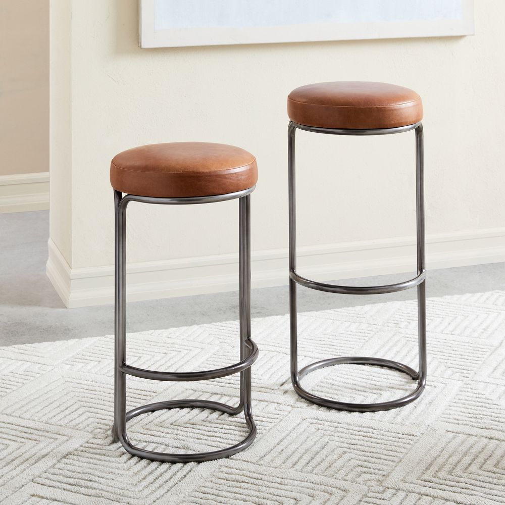 Cora Leather Counter Stool by West Elm