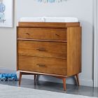 Mid-Century 3-Drawer Narrow Dresser with Removable Topper (36")
