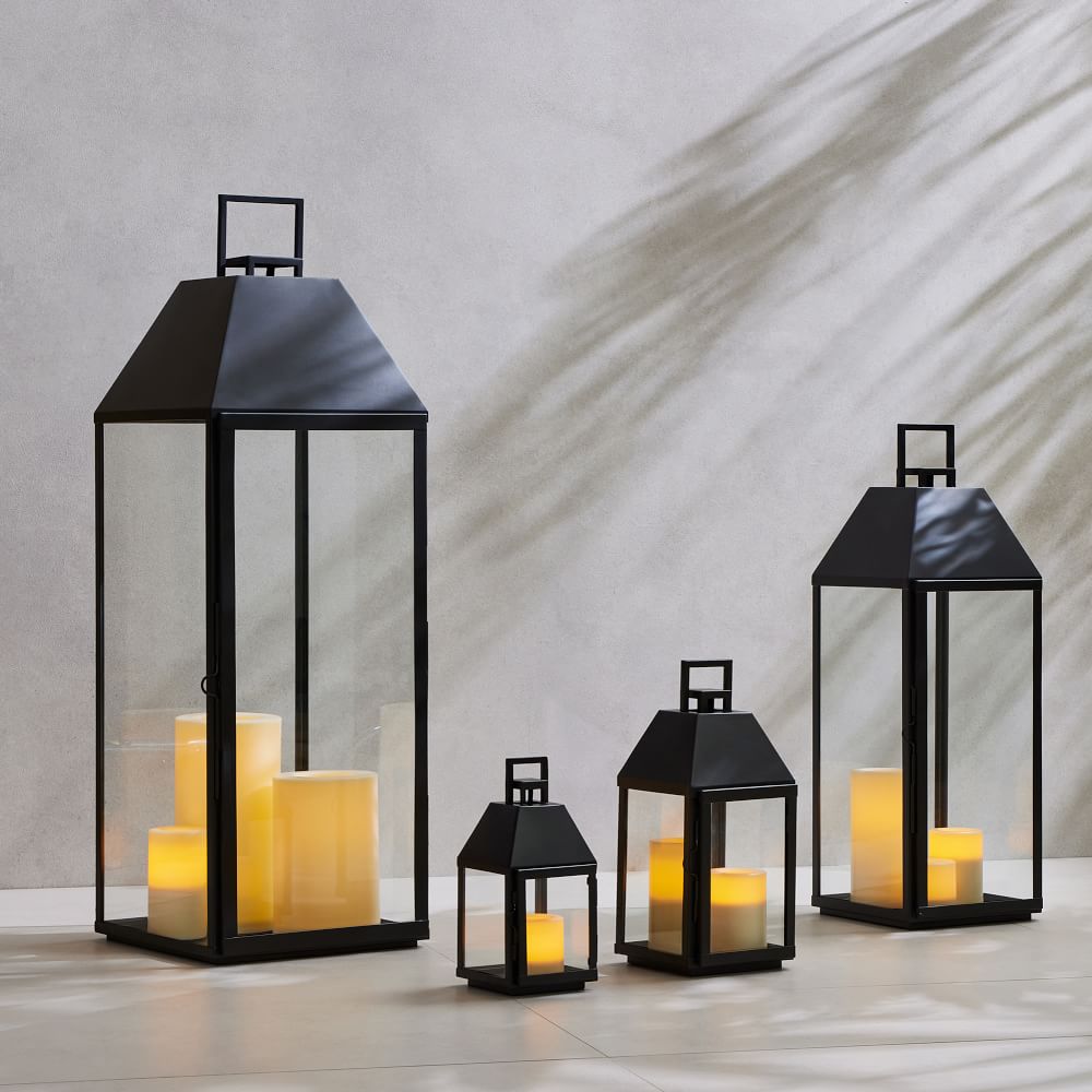 Modern Antique Bronze Metal Outdoor Lanterns by West Elm