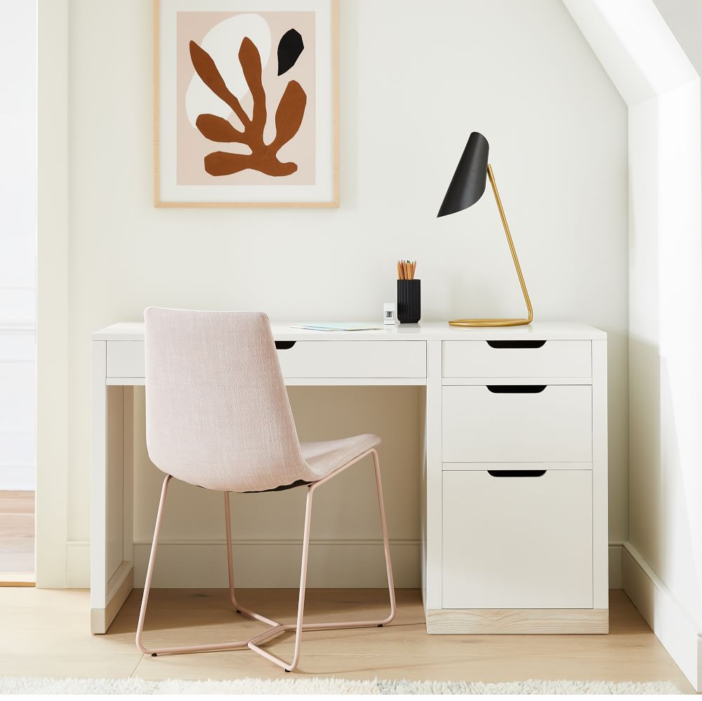 Rhys Desk (52") - Weathered White/Simply White by West Elm