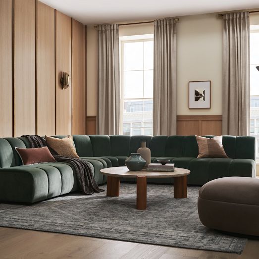 Avalon Channeled 3-Piece L-Shaped Sectional (87"-122") by West Elm