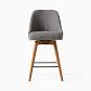 Video 1 for Mid-Century Upholstered Swivel Counter Stool - Wood Legs