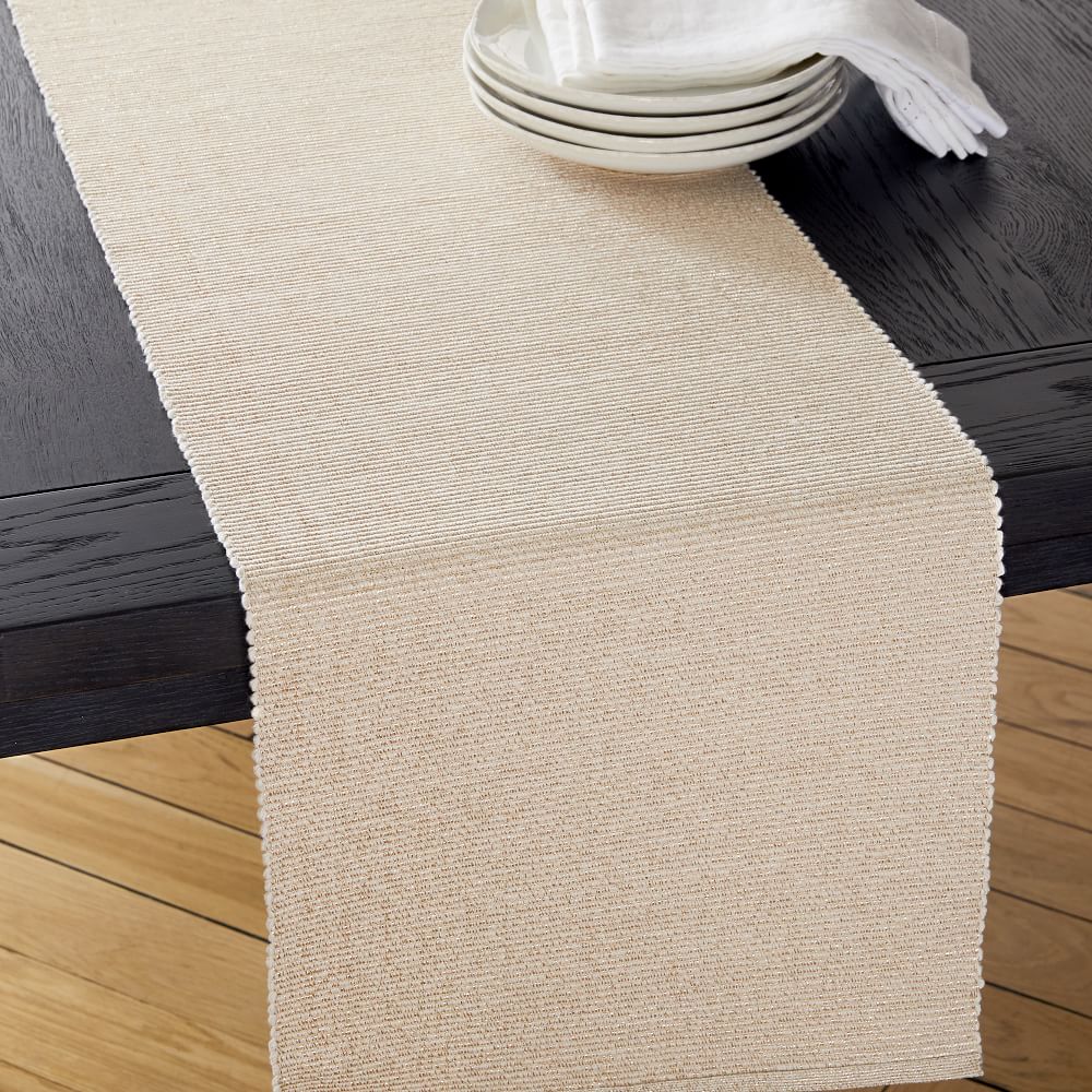 Riviera Cotton Table Runner - Natural + Champagne