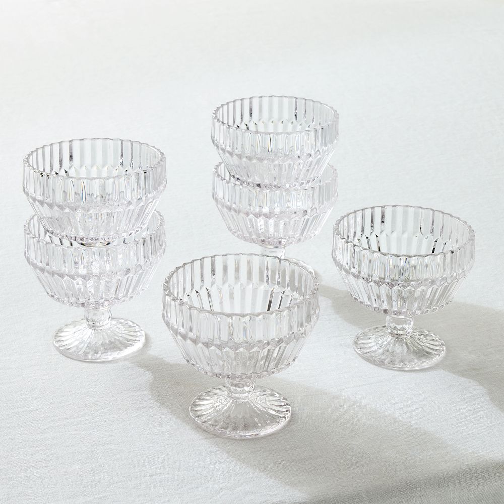 Archie Glass Coupes (Set of 6) - Clear, Set of 6