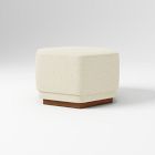 Open Box: Pierce & Ward Hexagon Ottoman - Cozy Shearling Ivory, Cool Walnut