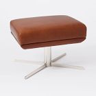 Open Box: Austin Swivel Leather Ottoman - Aspen Leather Chestnut, Polished Nickel