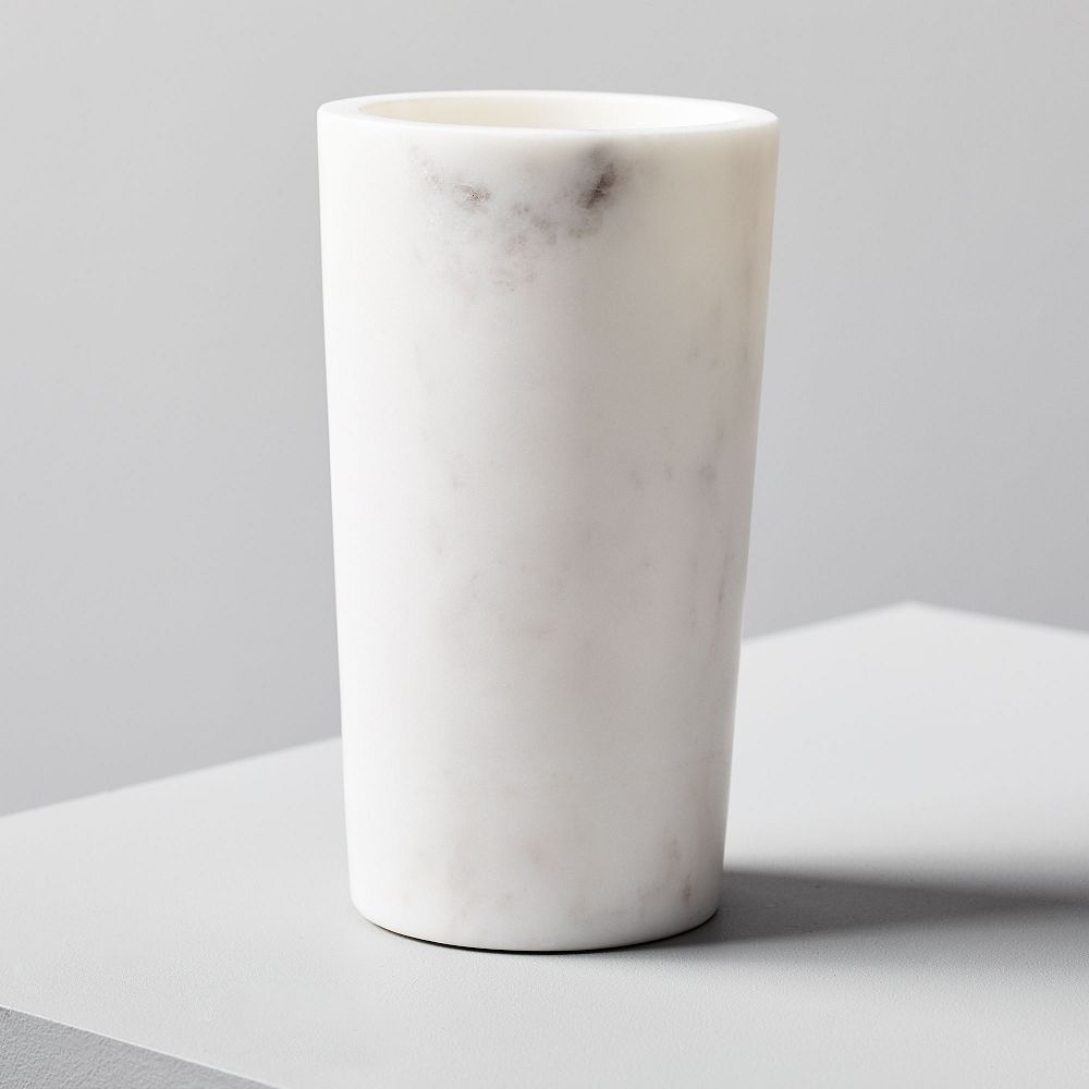 Foundations Marble Cylinder Vases - White, 7 Inch