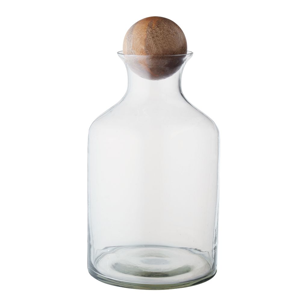 Glass Decanter with Wood Stopper - Wood Stopper, Clear