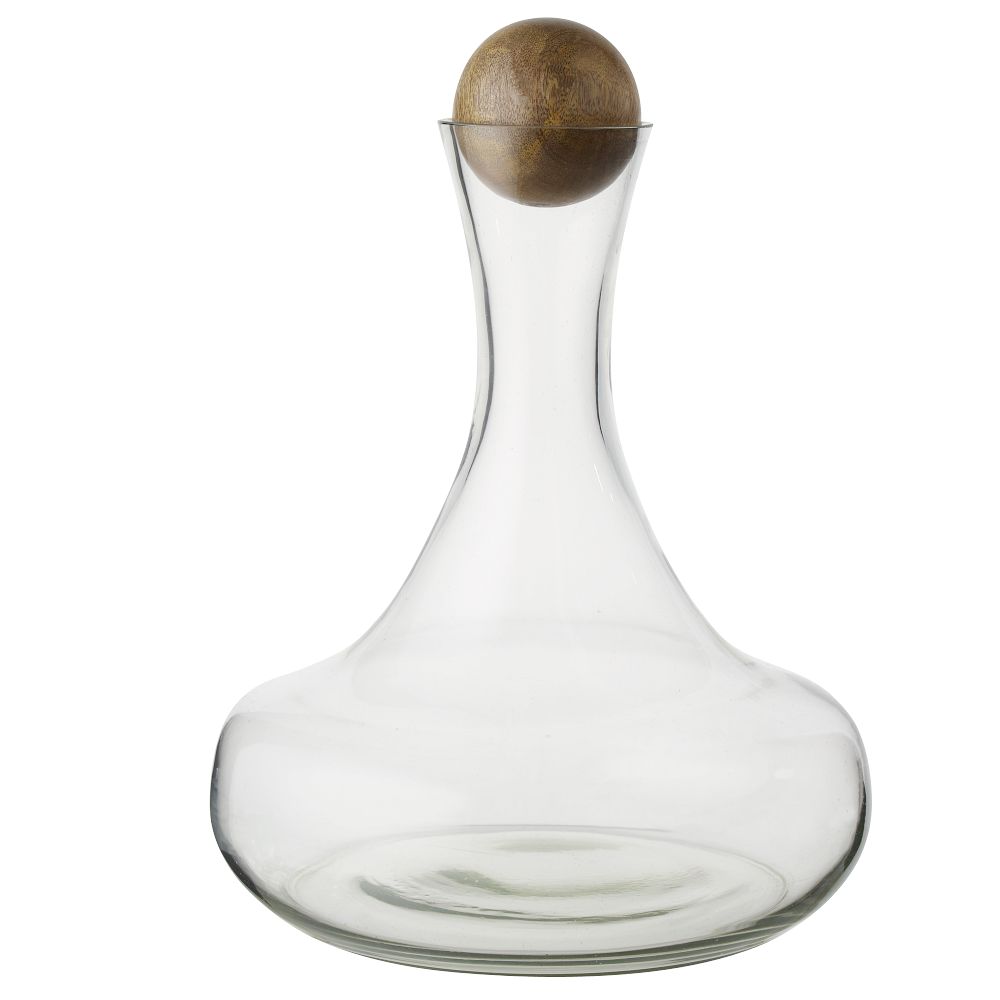Glass Decanter with Wood Stopper - Wood Stopper, Clear