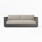 Telluride Aluminum Outdoor Sofa, 83 Inches Cushion Cover, Crosshatch Weave, Sand