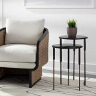 Marble &amp; Wrought Iron Nesting Side Tables (15")