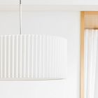 Short Drum Pendant - White Pleated