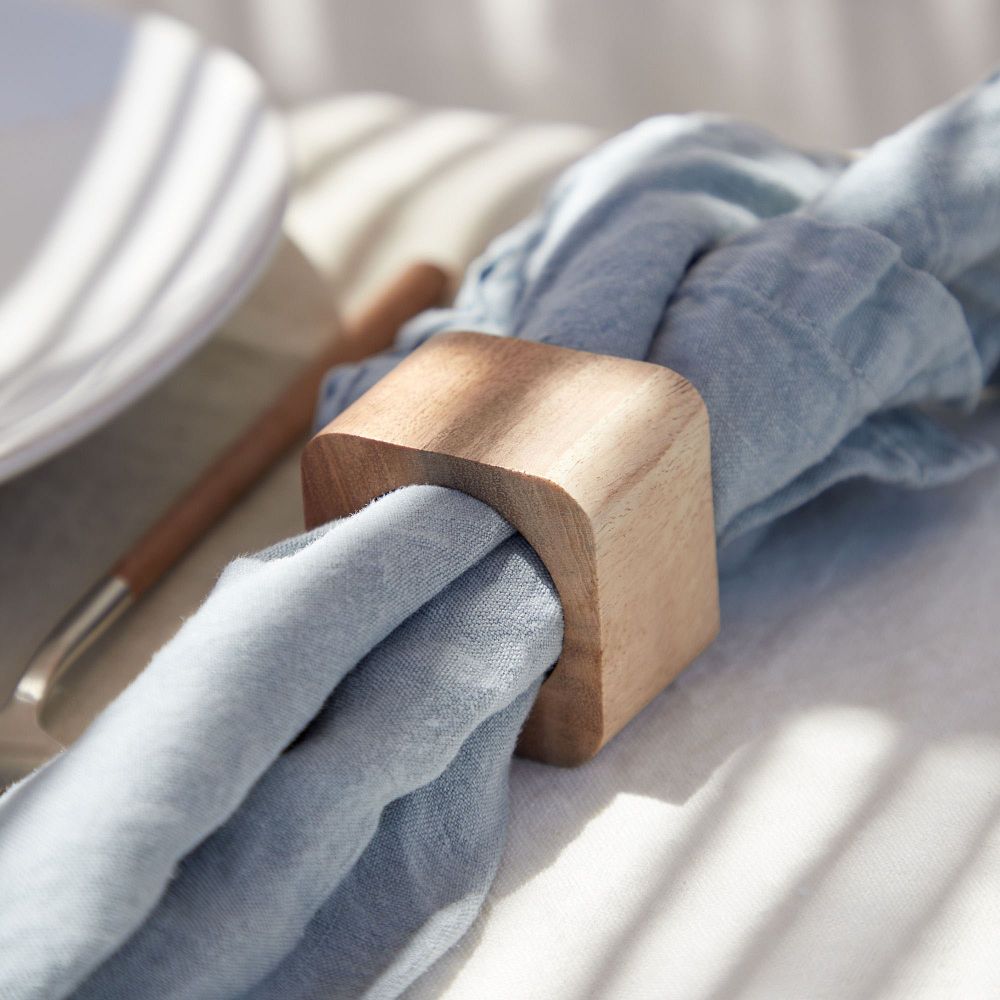 Costa Nova Square Wood Napkin Rings (Set of 4)