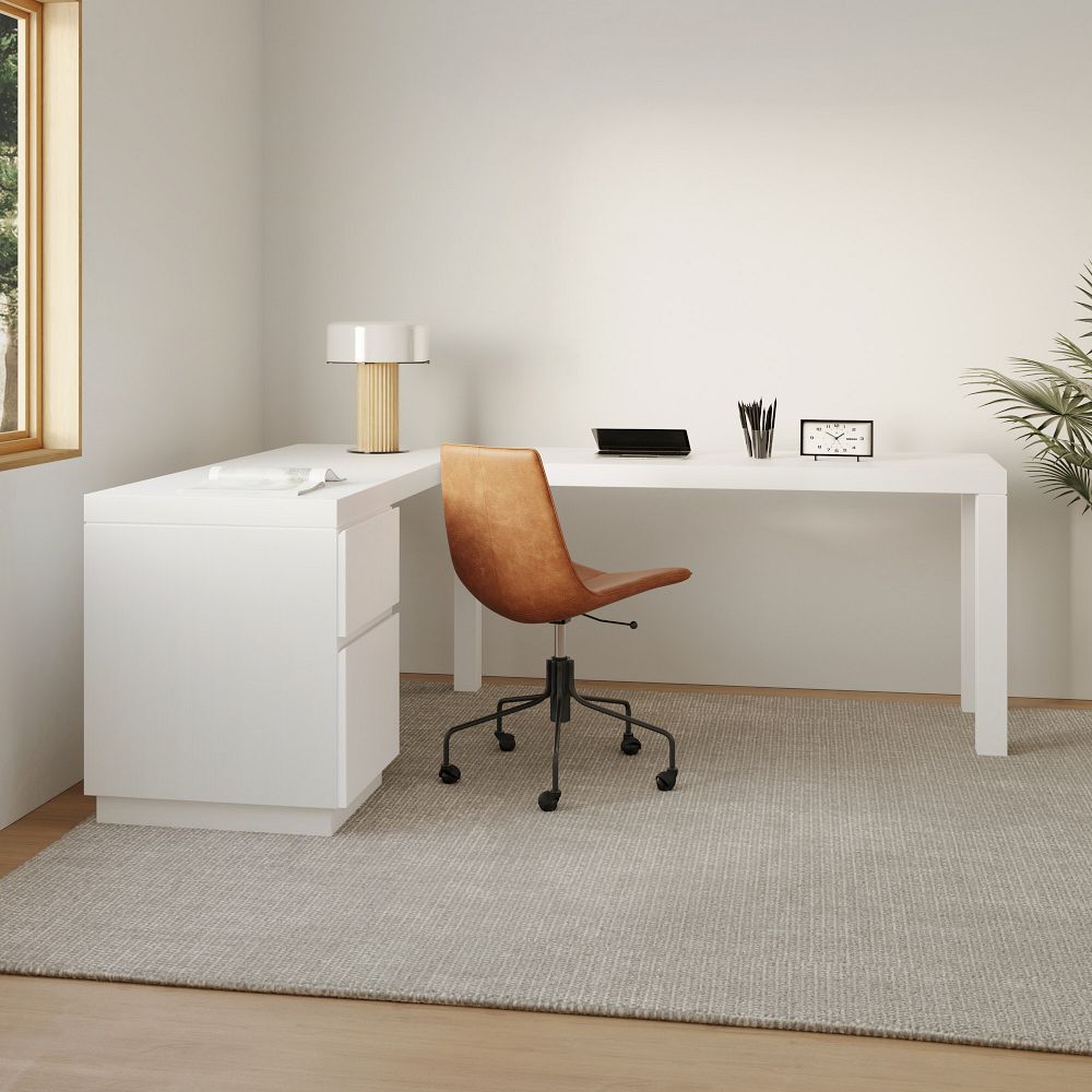 Parsons L-Shaped File Cabinet Desk & Slope Office Chair Set by West Elm