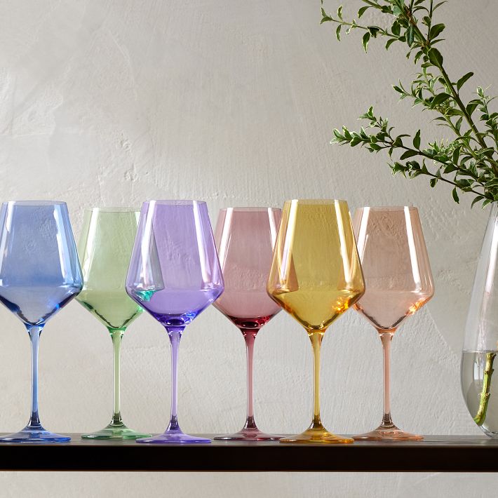 Estelle Colored Stemware, Glass, Amethyst, Set of 6, West Elm