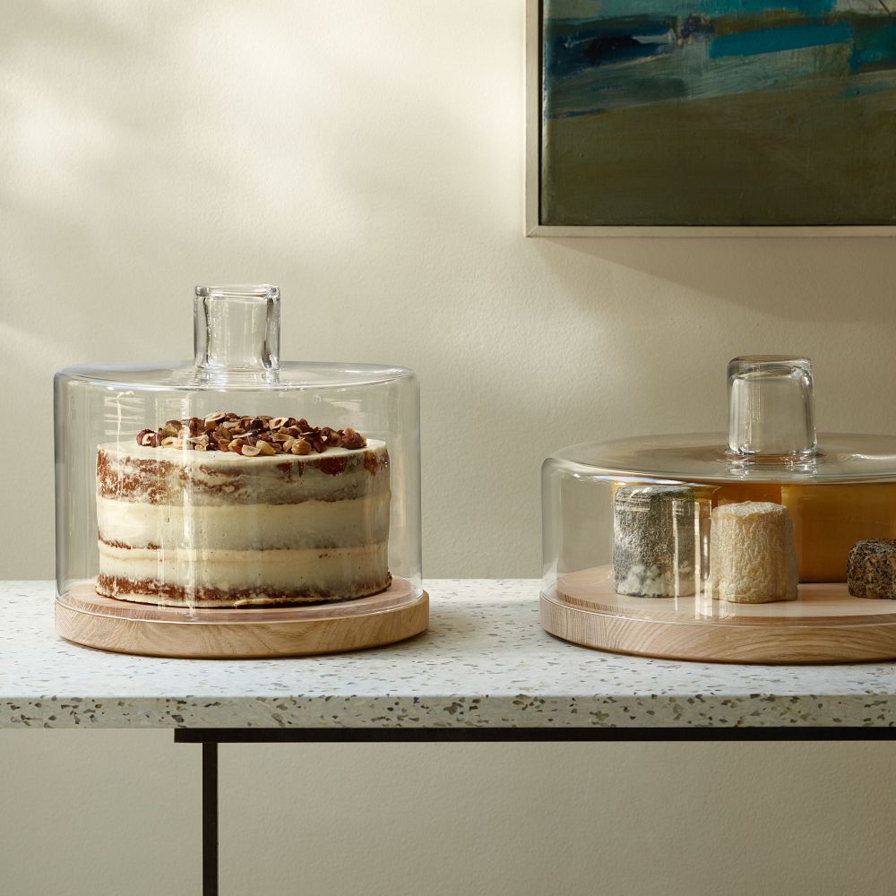 Lotta Cake/Cheese Dome Glass & Ash Wood | West Elm