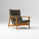 Open Box: Mid Century Show Wood Highback Chair - Saddle Leather Slate, Pecan